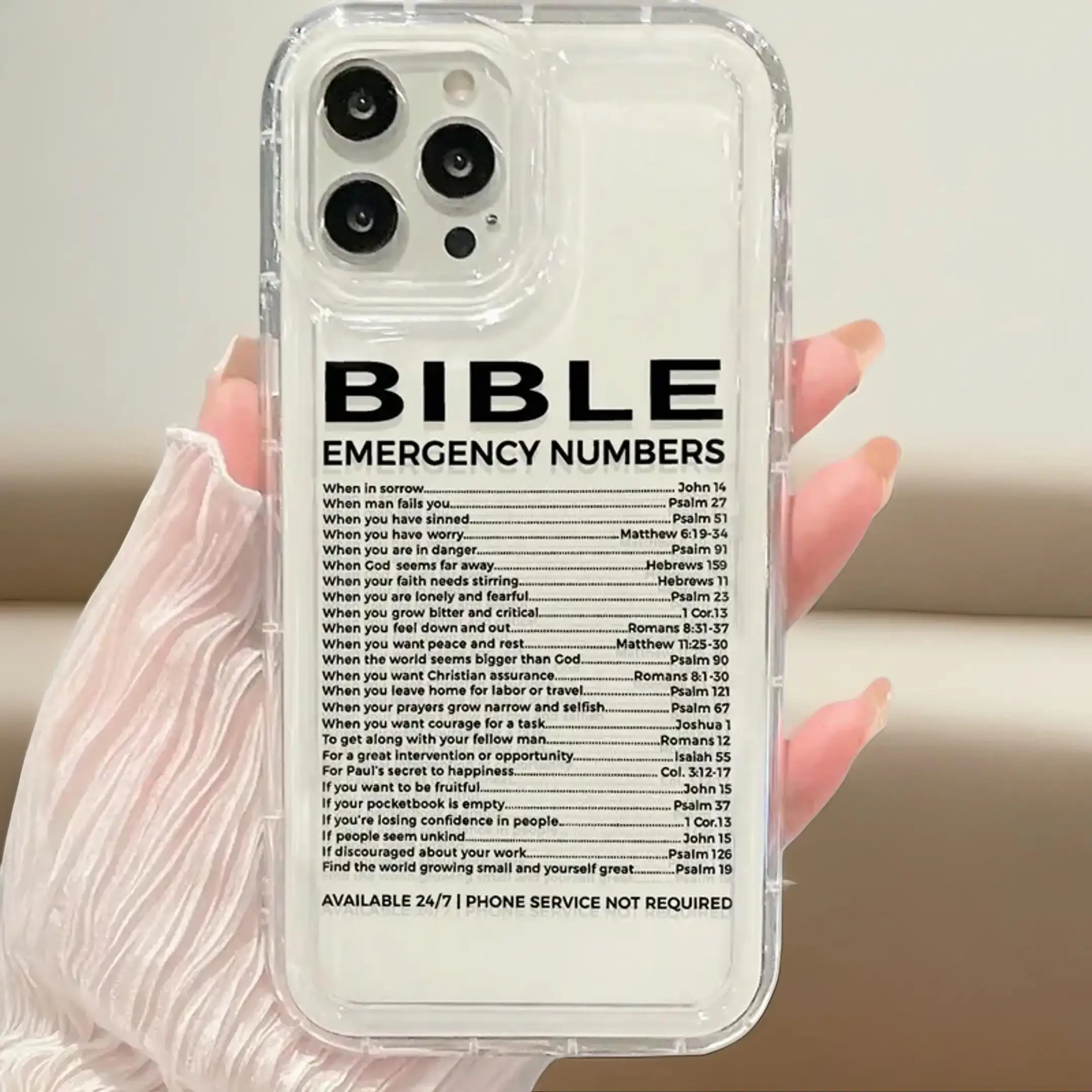 Bible Number Pattern Clear Phone Case, Anti-drop Phone Protective Case for iPhone 11 12 13 14 15 16 Series, Cute Shockproof Cellphone Cases, Mobile Ph