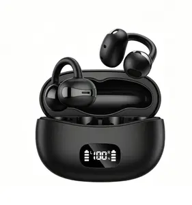 FLUFFDRIP YXG-20 Aesthetic Open Ear Wireless Headphones, Painless Clip-On Bluetooth Earbuds with LED Display, Clear Audio & Outdoor Safe Design for Sports & Daily Wear Charging Electronic