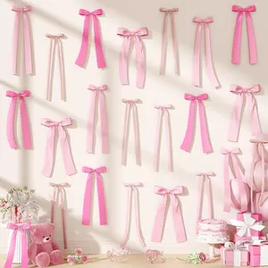 Bow Birthday Decorations, 40 count Dusty  Bow Wall Decor DIY Ribbon Satin Bows Garland Photo Backdrop for Women Girl  Bachelorette  Bridal Shower Room Bedroom Wedding Party Decor