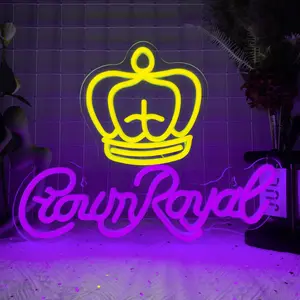Crown Royal Beer Neon Sign for Wall Decor Dimmable Bar Neon Sign Led Beer Neon Lights Signs Neon Beer Sign for Man Cave Beer Bar Pub Store Bedroom Restaurant Club Hotel Party Decor Gifts