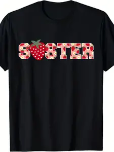 Strawberry Sisters 1st Birthday Family Matching T-Shirts - Soft 220gsm Cotton Retro Strawberry Print Tees for Women, Men, - Outfits for Birthday Party Outfits, Casual Wear