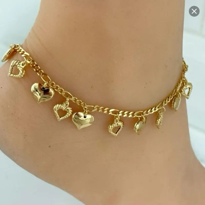 14k Gold Plated Charm Anklet 10” inches