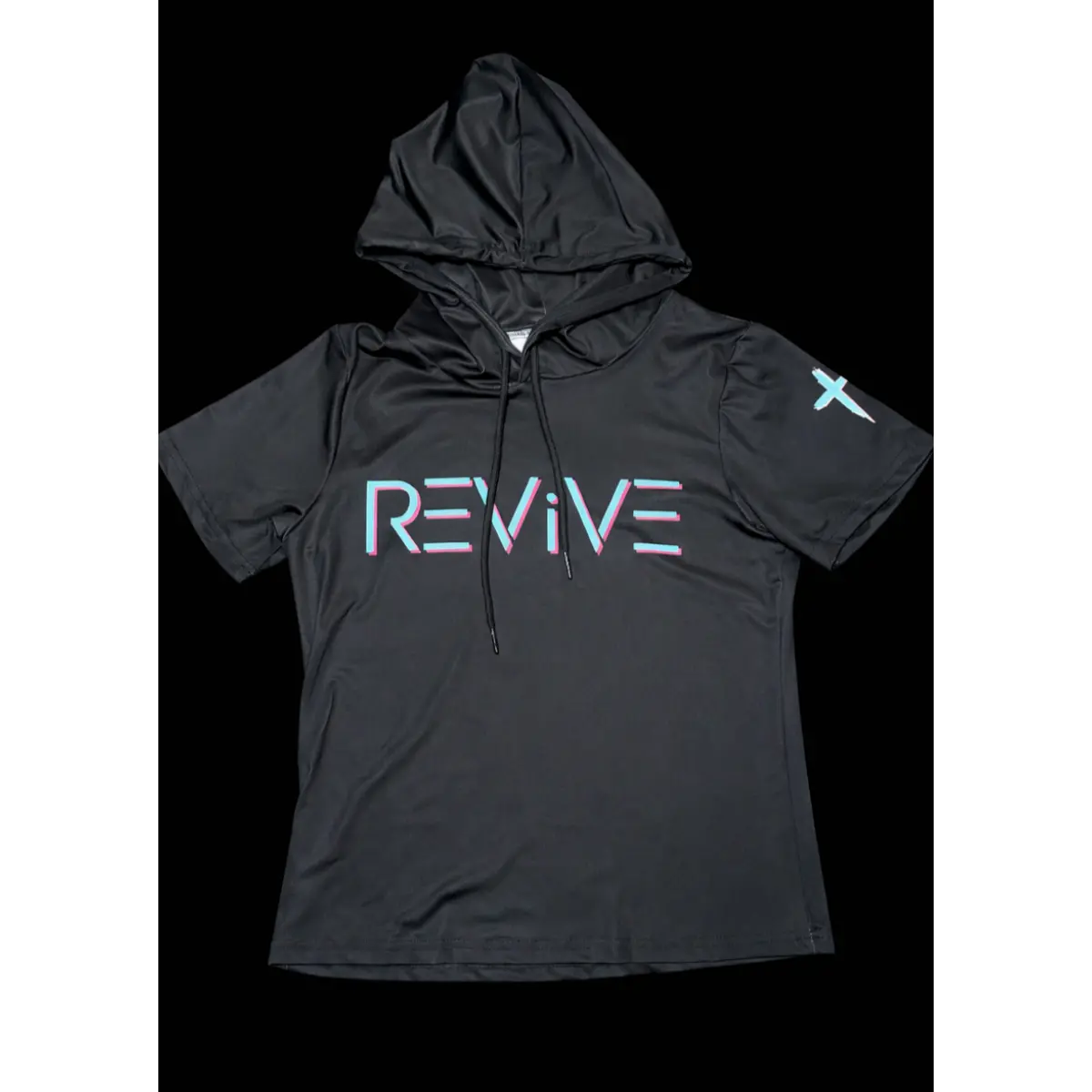 SHORT SLEEVE HOODIE - BLACK, NEON TEAL, ELECTRIC PINK