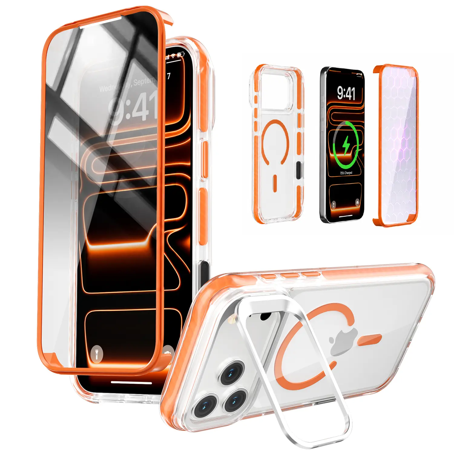 [Free!!Ship!] Dual Layer Bumper Phone Case for iPhone 17 Pro Max 16 Mag Safe Phone Cover with HD Screen Protector & Lens Mount Shockproof Scratch-Resistant Back Cover