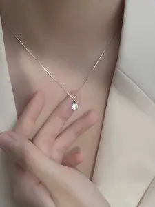 Zircon Teardrop Necklace for Women, Summer Light Luxury Niche Design Geometric Clavicle Chain, Titanium Steel, 2026 New Trendy Jewelry