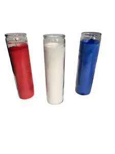 Blessed Sanctuary Series Assorted Religious Candles, Red, White, and Blue, Set of 6, Long Burn Time