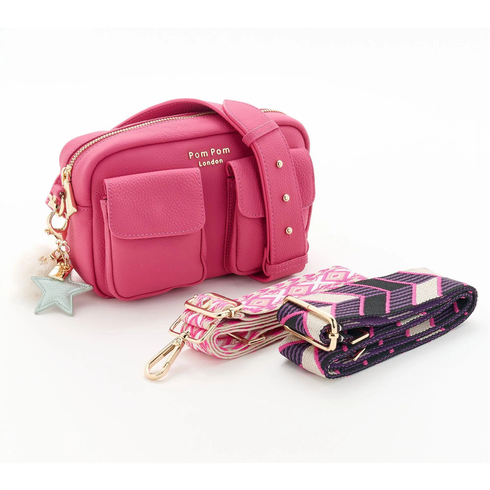 Pom Pom London Leather Chiswick Cargo Crossbody w/ Accessories
