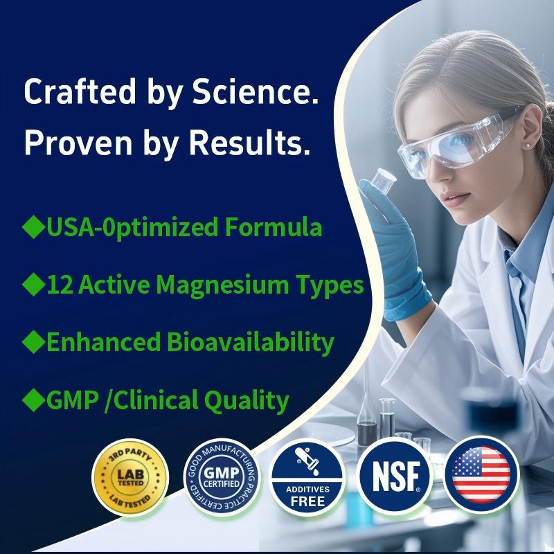 3-Bottle Pack 12-in-1 Magnesium Complex, Relieves Anxiety, Reduces Stress, Improves Sleep, Contains 12 Active Magnesium Types, 60 Capsules