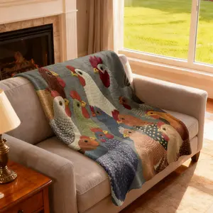 1 piece pastoral colorful pattern chicken print flannel throw blanket soft and comfortable bedroom for boys and girls living room sofa cover blanket camping blanket