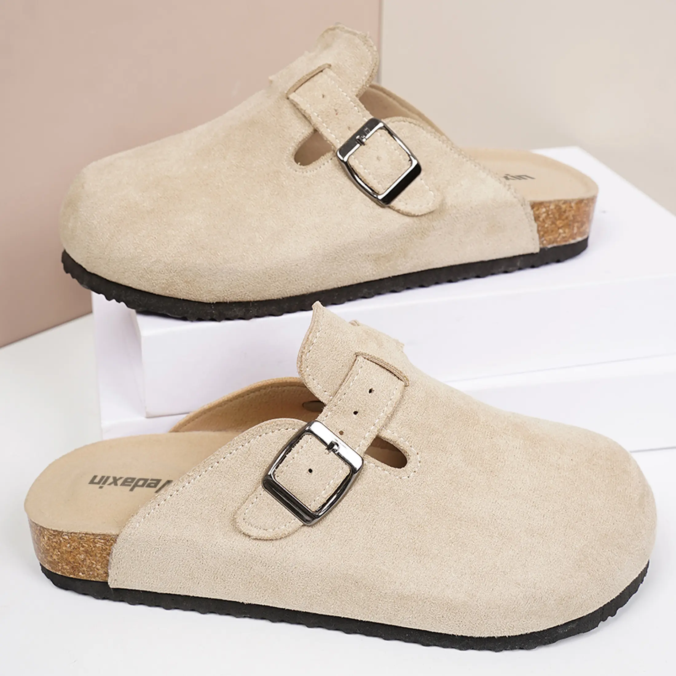 Women's Casual Mule Clogs Slippers with Adjustable Indoor Outdoor Buckle Lightweight Slip-Ons Non-Slip Sole Shoes
