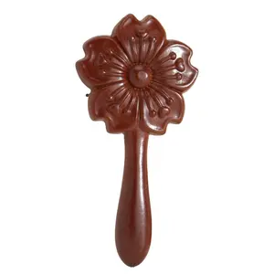 1pcs Tone Wood Carved Comb Sakura Relief Massage Comb Portable Soft Cushion Travel Hair Brush for Women, Compact Baggy Comb, Coffee Brown, Premium Hair Brush
