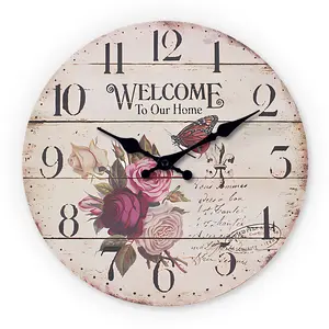 Wooden Pattern Wall Clock, Silent Running Timepiece, Perfect for Living Room, Bedroom, Kitchen, Hallway, Outdoor, Office Home Decor Gift