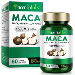 Acentiallabs Organic Maca Root – Black, Red & Yellow – 1900 mg per Serving – 150 Vegan Capsules – Gelatinized Peruvian Maca – Non-GMO – Energy Support for Men and Women