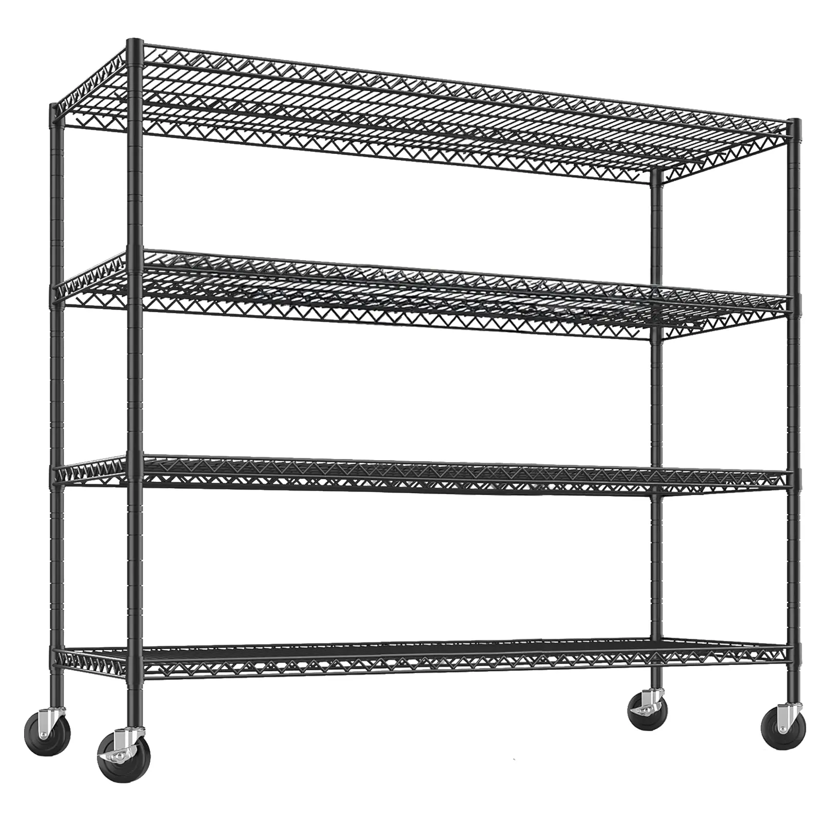 Garvee Heavy Duty 4-Tier Wire Shelving Unit with Wheels – Adjustable Metal Storage Rack, 2200 lbs Capacity, 24"D x 56"W x 75"H, Industrial Steel Shelves for Warehouse, Kitchen, Pantry, Utility Room