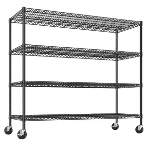 Garvee Heavy Duty 4-Tier Wire Shelving Unit with Wheels – Adjustable Metal Storage Rack, 2200 lbs Capacity, 24"D x 56"W x 75"H, Industrial Steel Shelves for Warehouse, Kitchen, Pantry, Utility Room