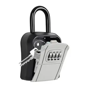 Portable Key Lock Box,Key Holder Safe Security Lock Box for Indoor, Outdoor, Garage, Garden, Store (1, Grey)