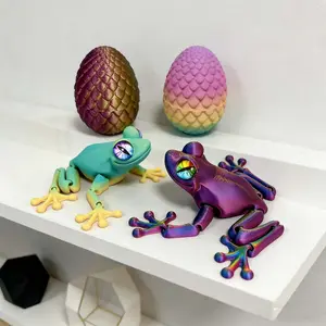 3D Printed Frog and Egg Statue, Unique Desktop Decoration and Collection, Perfect Office Desk Pet, Home Decor, Cute Animal Figurine