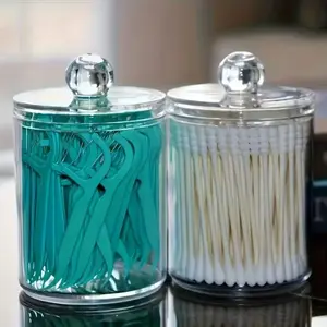 Acrylic Transparent Cotton Swab Holder, Makeup Cotton Swab Box, Toothpick Dispenser Organizer, Bathroom Storage Container