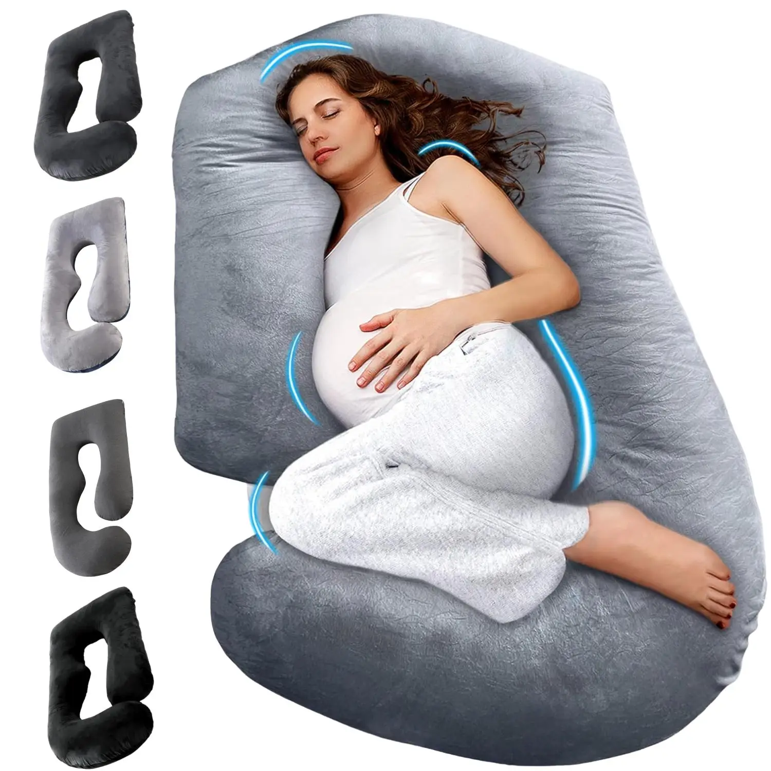 Pregnancy Pillow, Full Body 57 Inch Maternity Pillow with Removable Washable Cover - Sleep Support for Legs, Back, Neck, Shoulder, HIPS, Belly for Pre