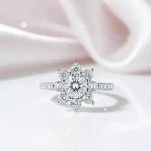 2.0 Ct Round Cut Diamond Option Sunflower Halo Engagement Ring