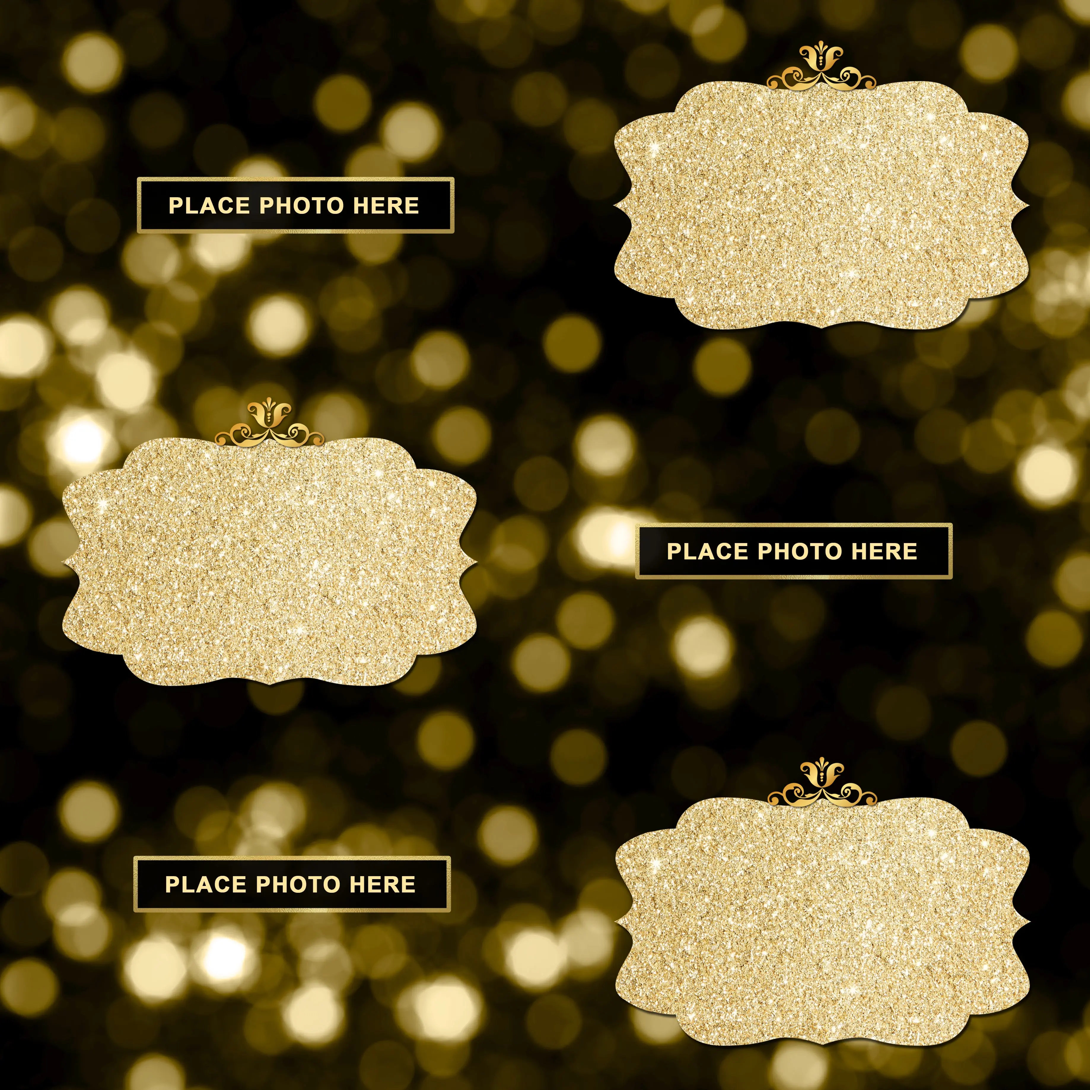Glitter Gold and Black Design Scrapbook Pages 4x6