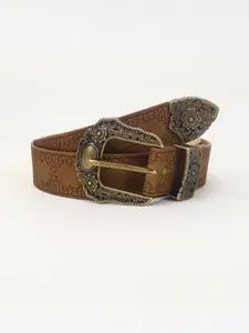 Men's Vintage Western Cowboy Belt, Alloy Texture Copper Buckle, Perfect for Jeans Shorts, Travel Festival Daily Wear Gift Idea, Textured Belt