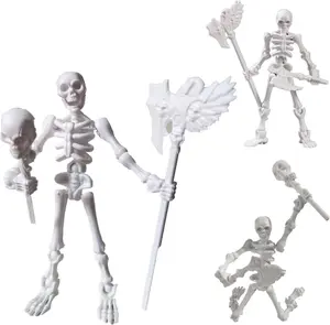 T13 Skeleton Action Figure Movable Articulated Human Skeleton 5.12-in Action Figure Wearing Multiple Sets of Weapons Can Be Painted Suitable for Collectors As Desktop Decorations Unisex,Skull,Pendant,Necklace Hand Puppet
