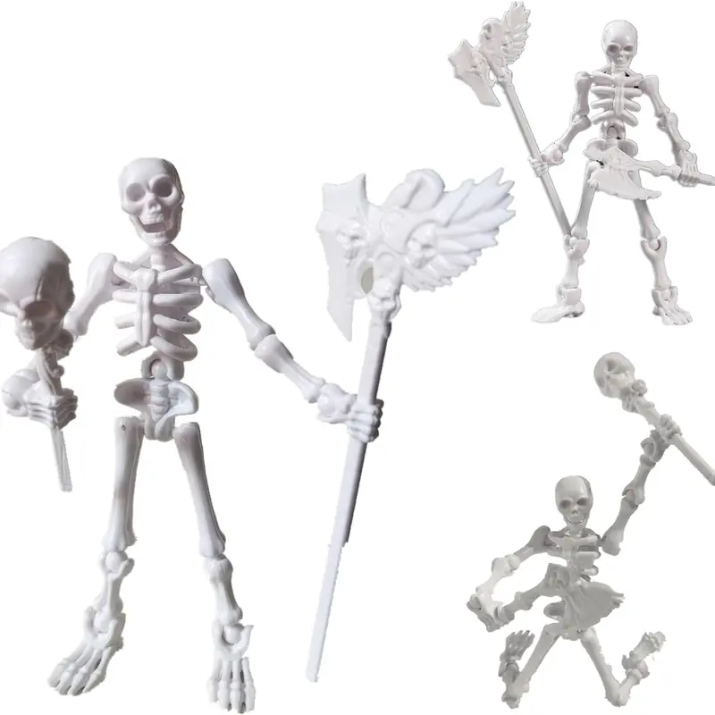 T13 Movable Articulated Design Art Toy Action Figure - 5.12-in Unisex Collectible, Paintable Surface, Multiple Weapon Sets, Skull Pendant, Hand Puppet, Tabletop Decor, Halloween Decorations, Gifts for Adults