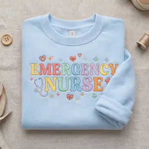 [MADE IN US] Embroidered Emergency Room Nurse Sweatshirt, Nurse Graduation Shirt, Gift for New Nurse, ER Nurse Tee, Emergency Department Nurse Shirt