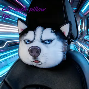 1Pc 3D Animal Neck Pillow, Car Neck Pillow Husky Pattern, Car Seat Belt Shoulder Pad, Cartoon, Travel, General Motors Parts, Car Seat Attachment