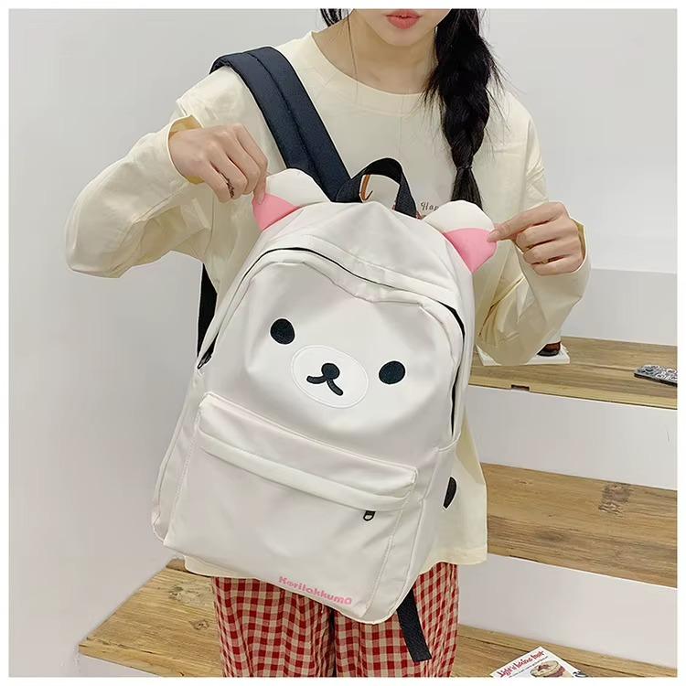 Hot Cute Bear Rilakkumas Backpack Large Capacity Anime Cartoon Backpack Stylish Student School Bag Nylon Shoulder Bags Schoolbag