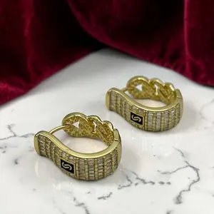 Baguette Monaco Hoops - Gold Plated 14k