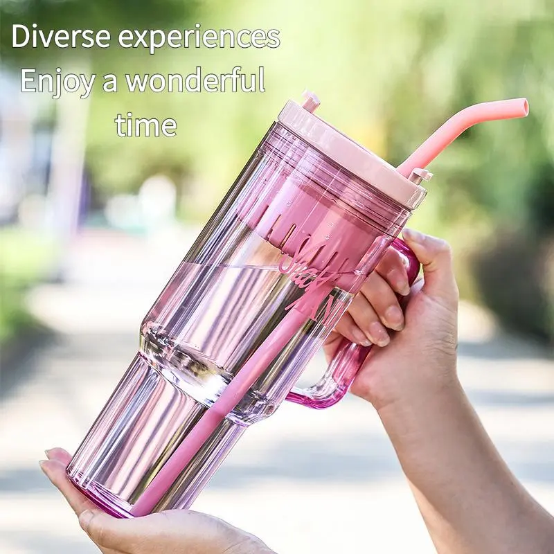 40oz Tea Infuser Travel Mug with Handle & Straw – Leakproof Cup Holder Friendly Water Bottle for Car, Gym & Daily Hydration, Cute Cartoon Reusable Tumbler, Perfect Gift for School, Coffee & On-the-Go Drinkware Bottled Portable