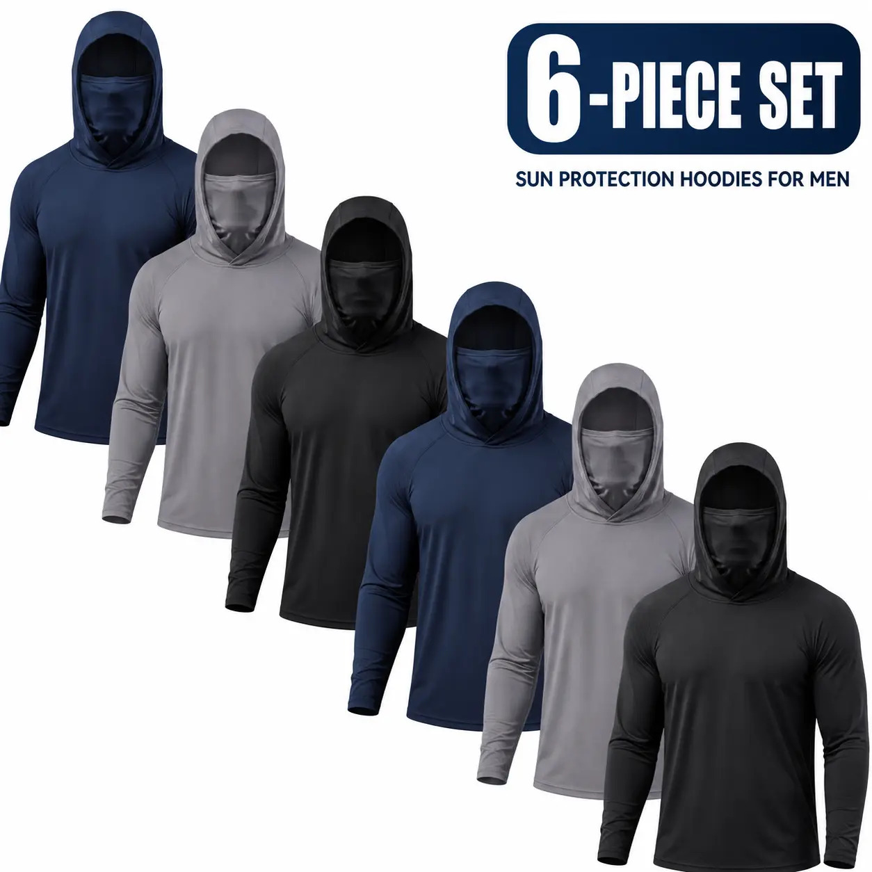 Men's 6-Piece Farm Workwear Set with Integrated Face Cover, Lightweight Long Sleeve Hooded Pullovers for Farming and Outdoor Tasks dream hoodies