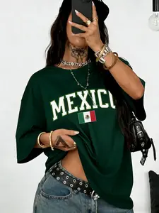 Women's Vintage Loose Mexican Name T-Shirt, Y2K Aesthetic Style, Casual Streetwear, Short Sleeve, Perfect for Trendy and Parties