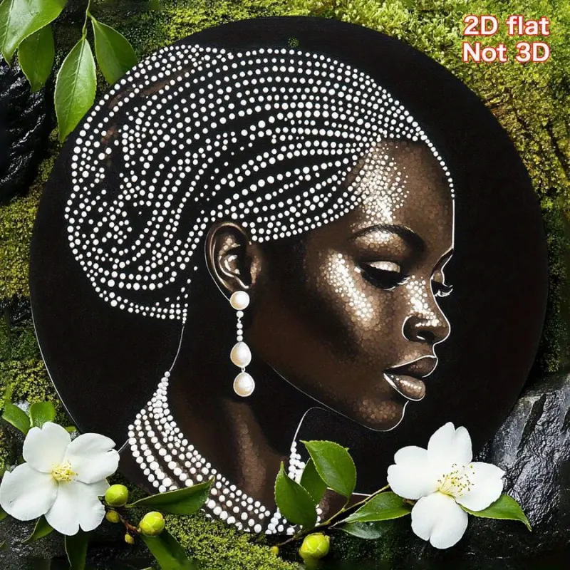 1 Piece, African American Women Wearing Pearl and Beaded Headpiece Aluminum Foil Wall Art - 8x8inch Round Wreath Logo, Suitable for Home, Office, Wedding Decoration - Elegant Holiday Gift for Christmas, Thanksgiving, Valentine's Day, African American Home