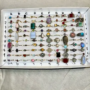 Live Jewelry C: Silver Rings Moonstone Whimsical Witchy 925 Sterling Round Gemstone Polished Gemstone