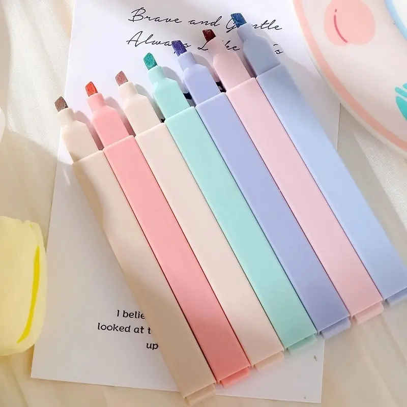 6pcs/set Pastel Color Highlighter Kawaii Stationery Color Marker School Supplies Student Marker Highlighter Japanese Stationery Colored Pens Set Highlighters Pens