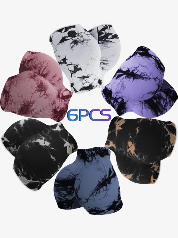 TCVC Women's Tie Dye High Waist Sports Shorts, Casual Comfy Breathable Skinny Athleisure Casual Shorts for Yoga Gym Workout Running,Ladies Sportswear for All Seasons