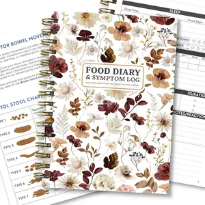Food Diary and Symptom Log Book for Tracking Meals, Bowel Movements, Sleep, Reactions – Bristol Stool Chart, Notebook Journal for Low FODMAP, IBS, Allergies, Intolerance – Keto, Paleo, Whole30