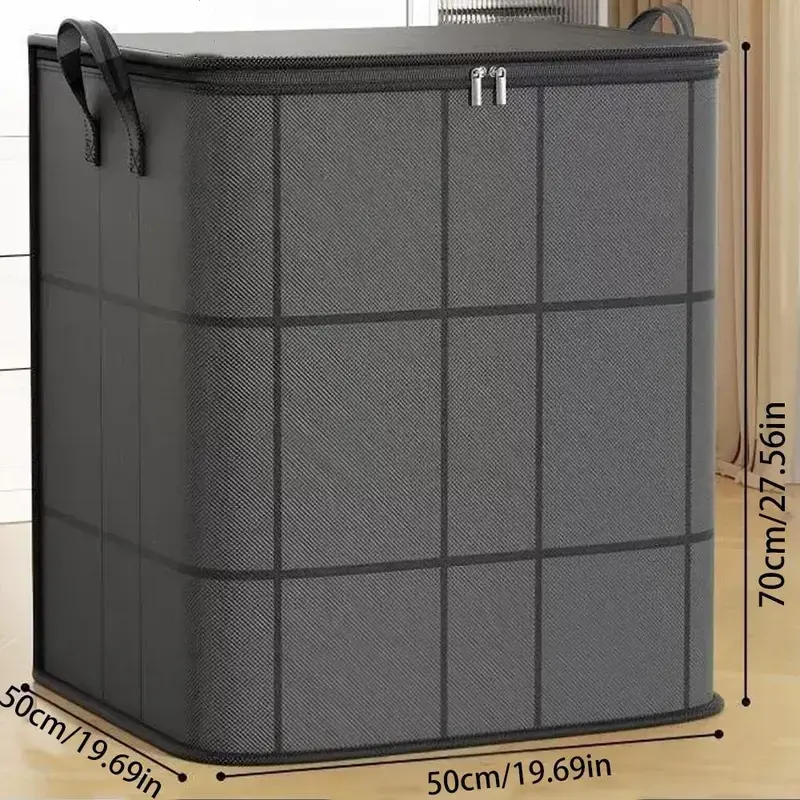 Extra Large Fabric Moving Storage Bin - Zippered Organizer for Quilts, Bedding, Sweaters, XXL Capacity Bag for Bedroom Closet, Moving Day (Home Organizer Storage Box with Lid)