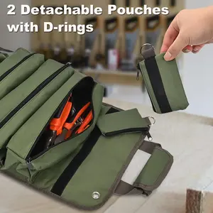 Portable Tool Roll Organizer – Heavy Duty, Multi-Pocket Roll Up Bag, Detachable Pouches, Water Resistant, Men’s Gift