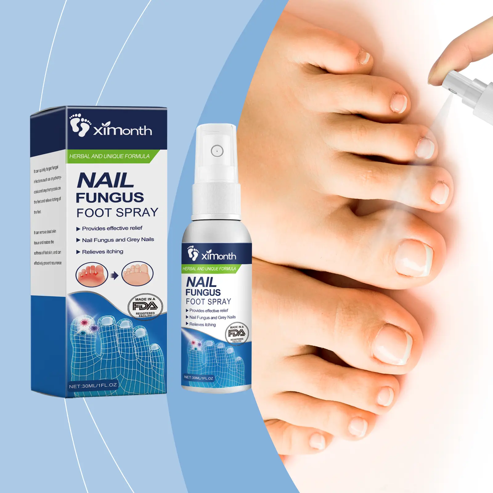 Ximonth Foot Care Spray Gentle Cleansing And Brightening Manicure And Nails Daily Care Spray