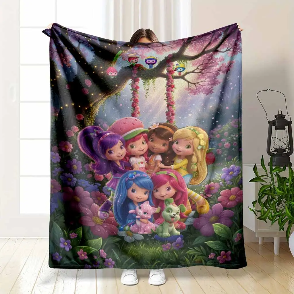 Fantasy Girls Floral Flannel Throw Blanket, Cute Garden Swing Print, Plush Texture, Wrinkle Resistant, Lightweight Soft Cozy, 40×50 inch/102×127cm (Small) Multi-Size, Indoor/Outdoor for Bedroom Sofa Relaxing Gift Decor
