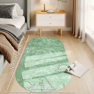 Dinosaur Theme Cartoon Pattern Rug, Soft Velvet Carpet for Entryway Living Room Bedroom, Non-Slip, High-Definition Print, Indoor Outdoor Use
