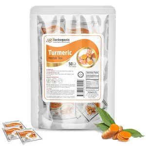 HERBOGANIC Turmeric Herbal Tea - Digestion Support and Immune Boost | Refreshing and Delicious Blend | Natural Ingredients | 50 Tea Bags