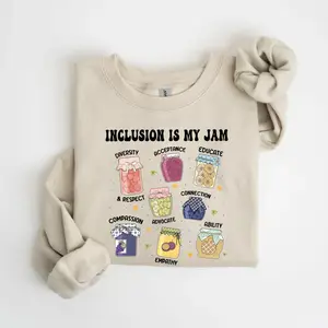 Autism Teacher Gift, Inclusion Is My Jam Sweatshirt, Special Education Teacher Sweatshirt, Para Gift Shirt, Long Sleeve Womenswear Pullover