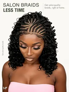 Natural Deep Wave Braided Wig, 13x4 HD Lace Front, Pre-Plucked Cornrow Braids, Curly Synthetic Wig, Glueless Daily Wear