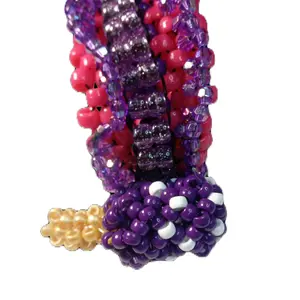 Mini Rotator Kandi Cuff Mushroom Handmade -to-Order With Vibrant Purple and Pink Beads