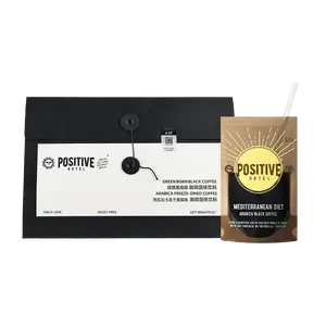 Positive Hotel Mediterranean Coffee Freeze-Dried Instant Americano - 7 Bags (21g) - Green Burn & Black Coffee for Energy Boost